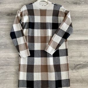 Loft plaid gingham sweater dress